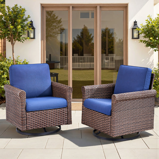 99 Series 2-Piece Outdoor Wicker Swivel Rocking Chairs