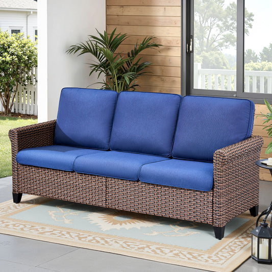99 Series 3-Seat Outdoor Wicker Patio Sofa with Cushions