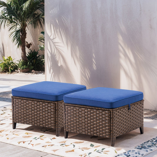99 Series 2-Piece Outdoor Wicker Patio Ottomans